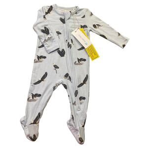 NWT Angel Dear Bamboo Eagles Two Way Zipper Footie 6-9 Months